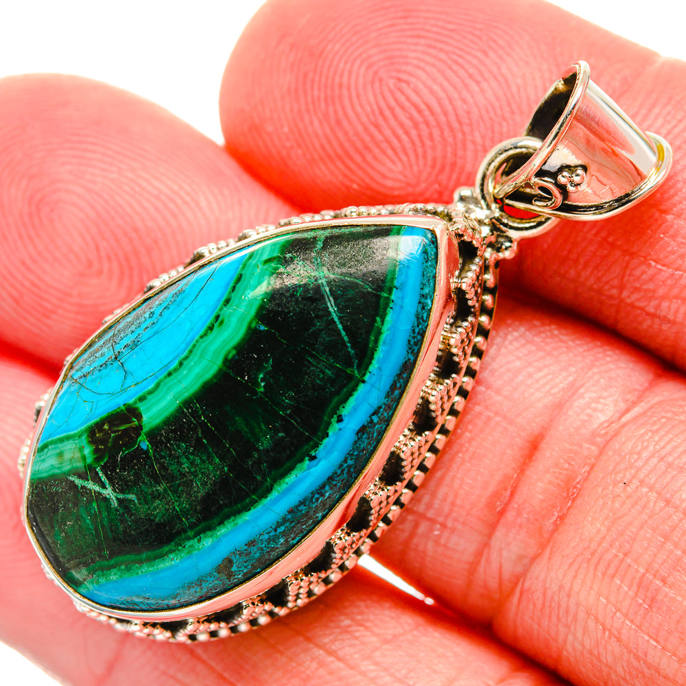 Malachite In Chrysocolla Pendants handcrafted by Ana Silver Co - PD33721