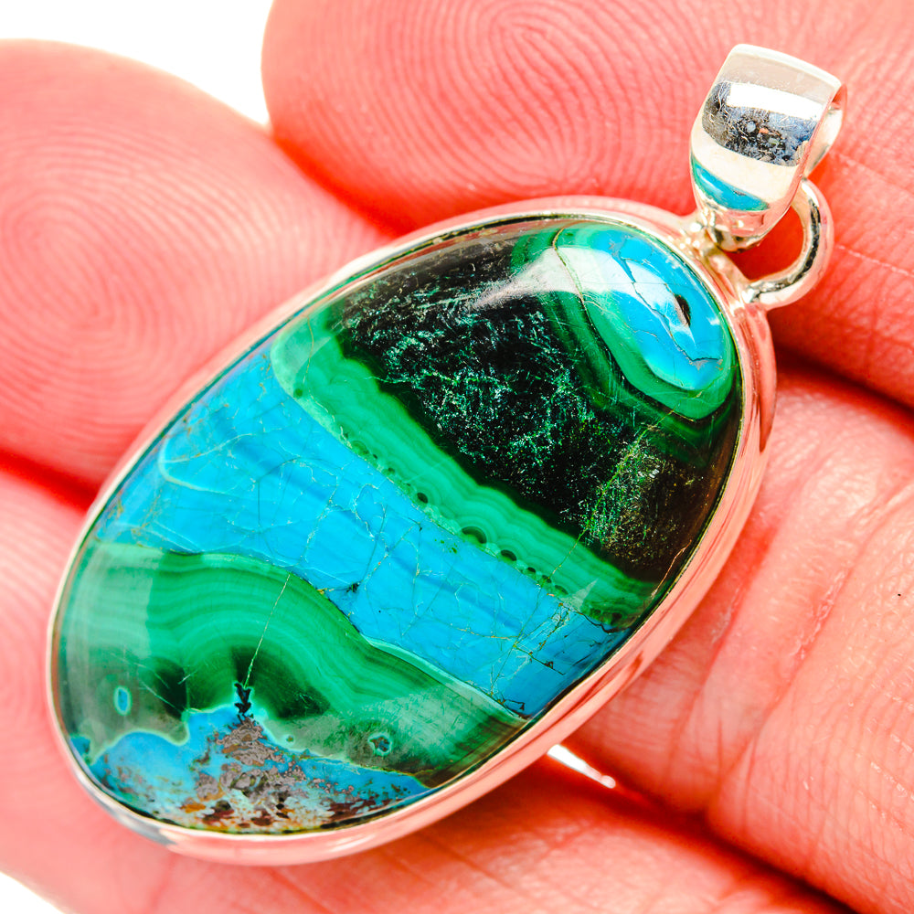 Malachite In Chrysocolla Pendants handcrafted by Ana Silver Co - PD33722