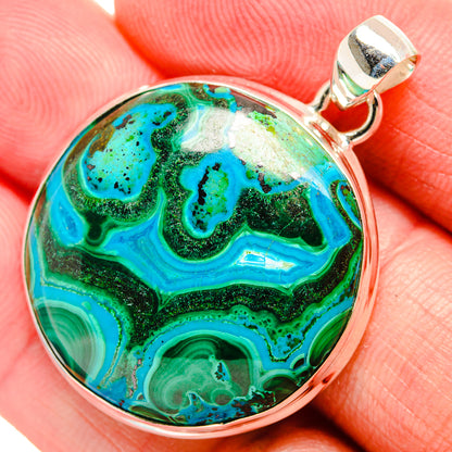 Malachite In Chrysocolla Pendants handcrafted by Ana Silver Co - PD33723