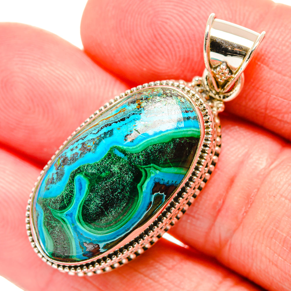 Malachite In Chrysocolla Pendants handcrafted by Ana Silver Co - PD33727