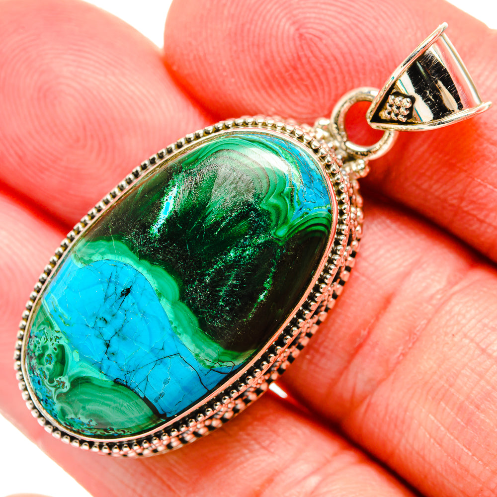 Malachite In Chrysocolla Pendants handcrafted by Ana Silver Co - PD33731