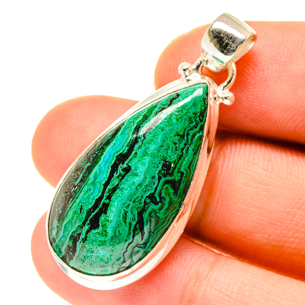 Malachite In Chrysocolla Pendants handcrafted by Ana Silver Co - PD3374