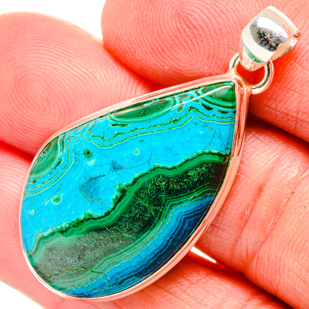 Malachite In Chrysocolla Pendants handcrafted by Ana Silver Co - PD33750