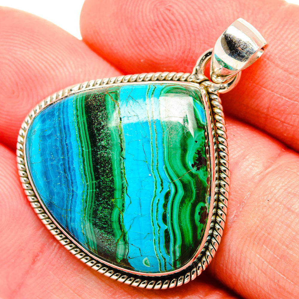 Malachite In Chrysocolla Pendants handcrafted by Ana Silver Co - PD33751