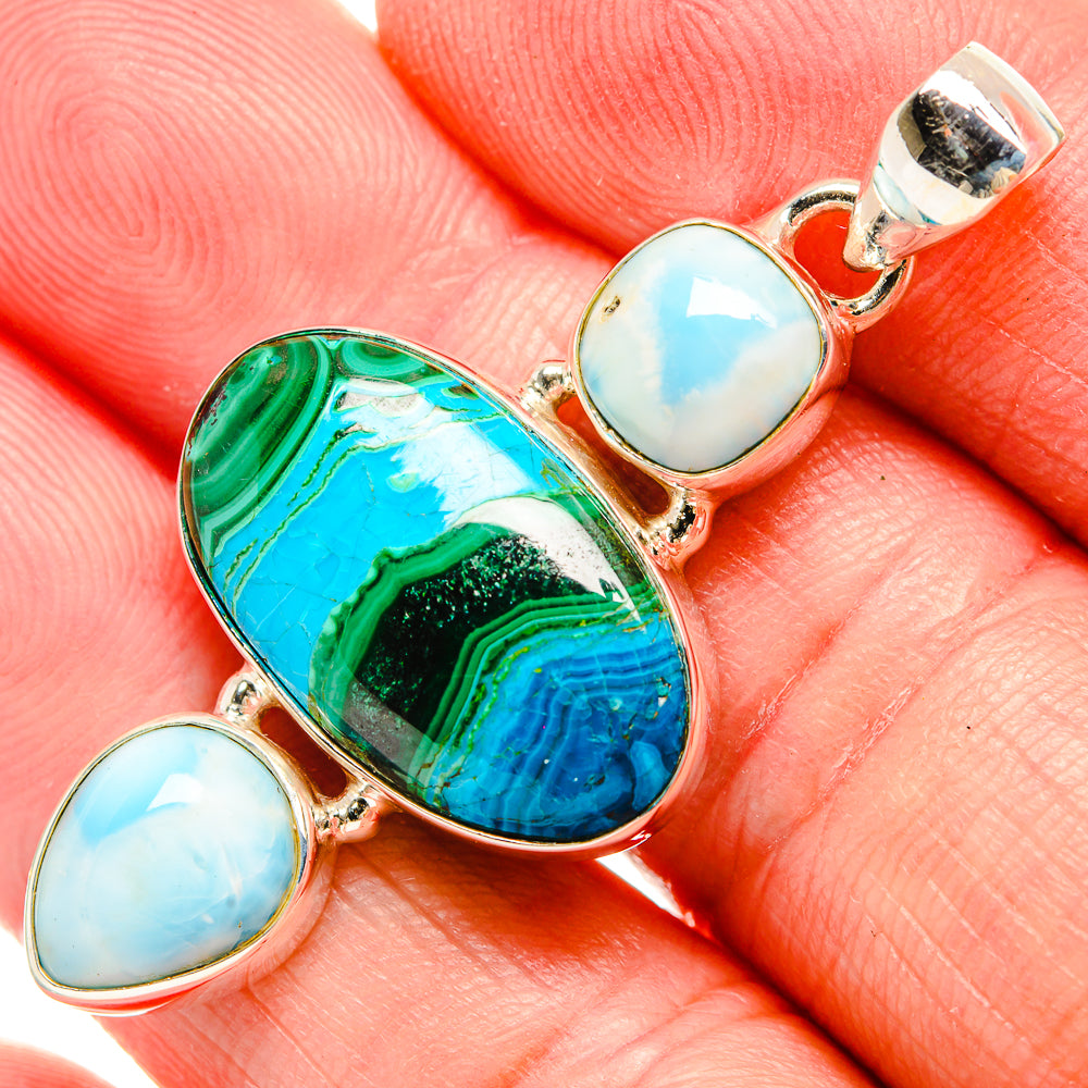 Malachite In Chrysocolla Pendants handcrafted by Ana Silver Co - PD33758