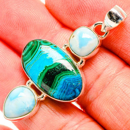 Malachite In Chrysocolla Pendants handcrafted by Ana Silver Co - PD33758