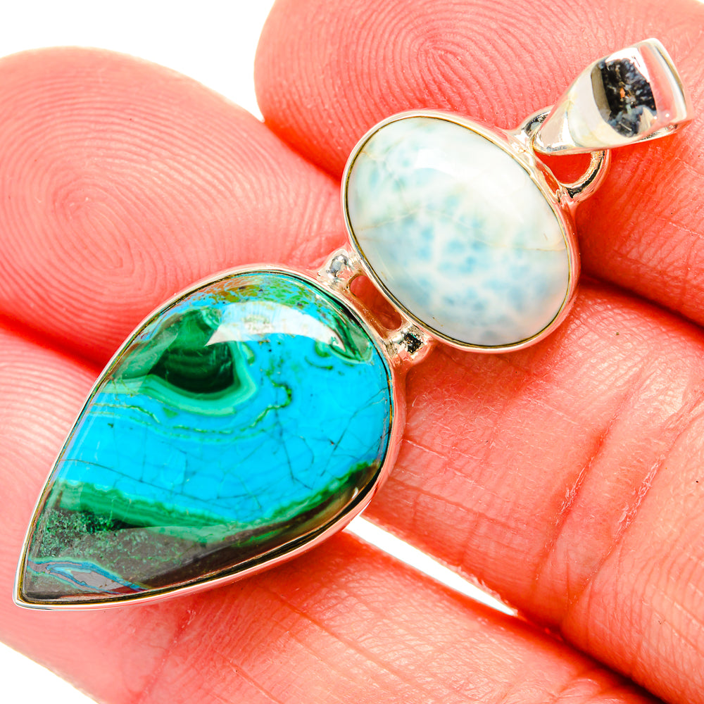 Malachite In Chrysocolla Pendants handcrafted by Ana Silver Co - PD33760