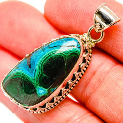 Oval stone pendant with green and turquoise marbling, 925 sterling silver beaded rim