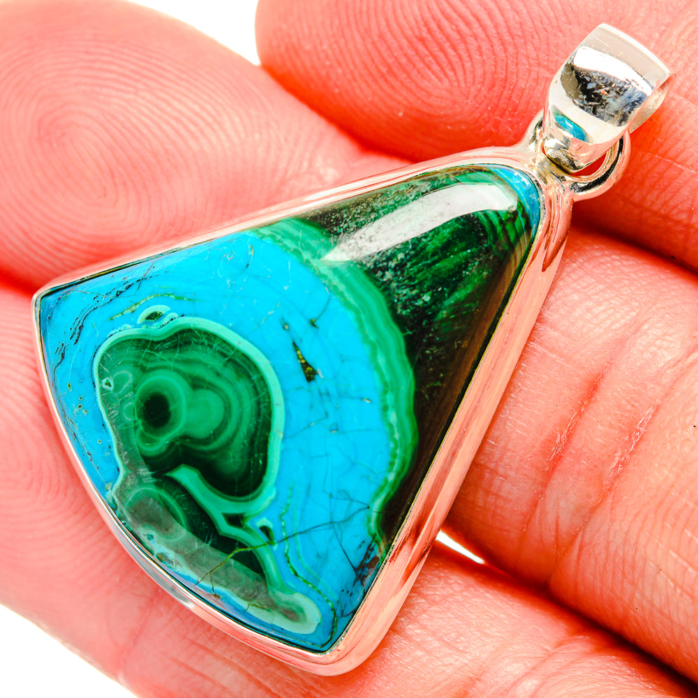 Malachite In Chrysocolla Pendants handcrafted by Ana Silver Co - PD33767