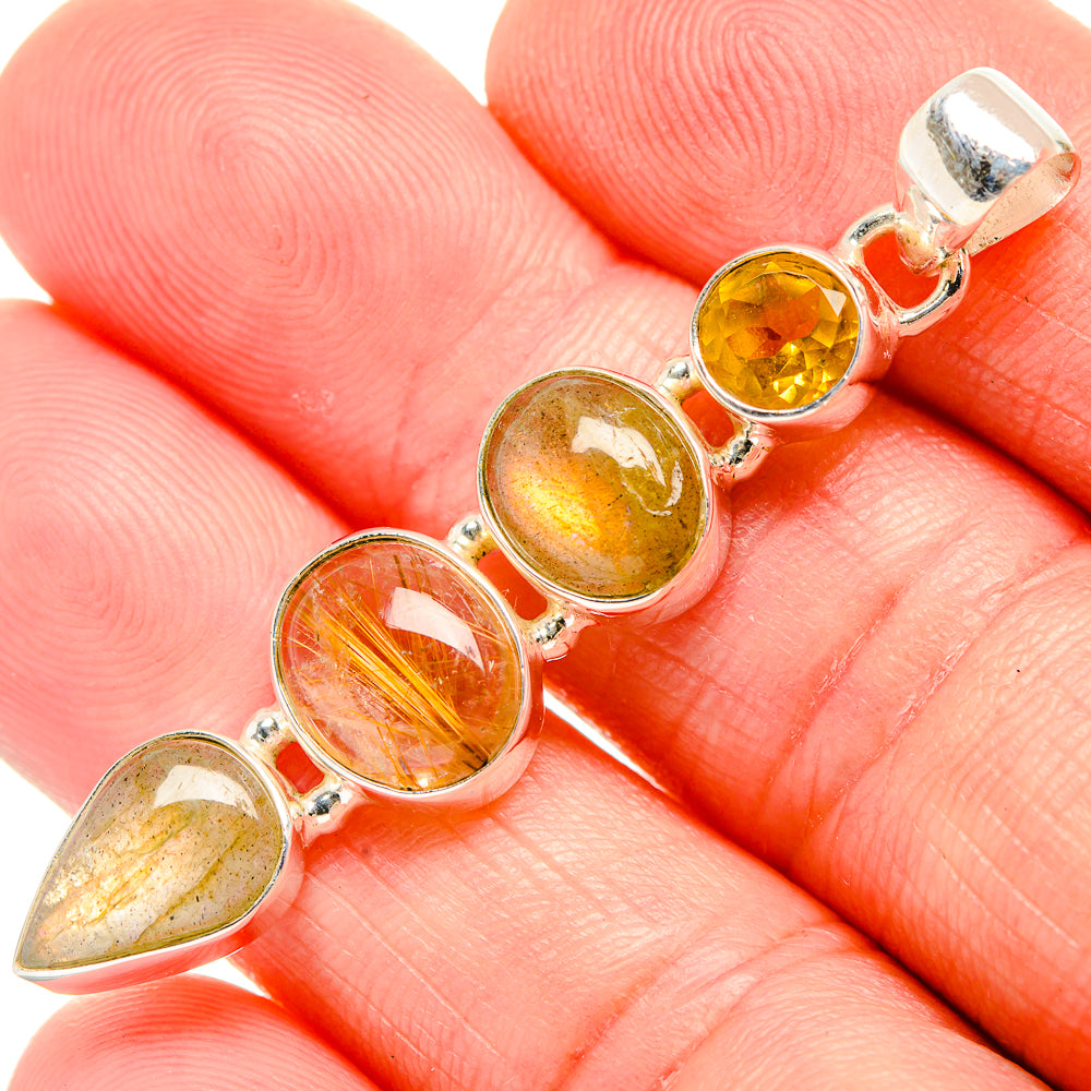 Rutilated Quartz Pendants handcrafted by Ana Silver Co - PD33812