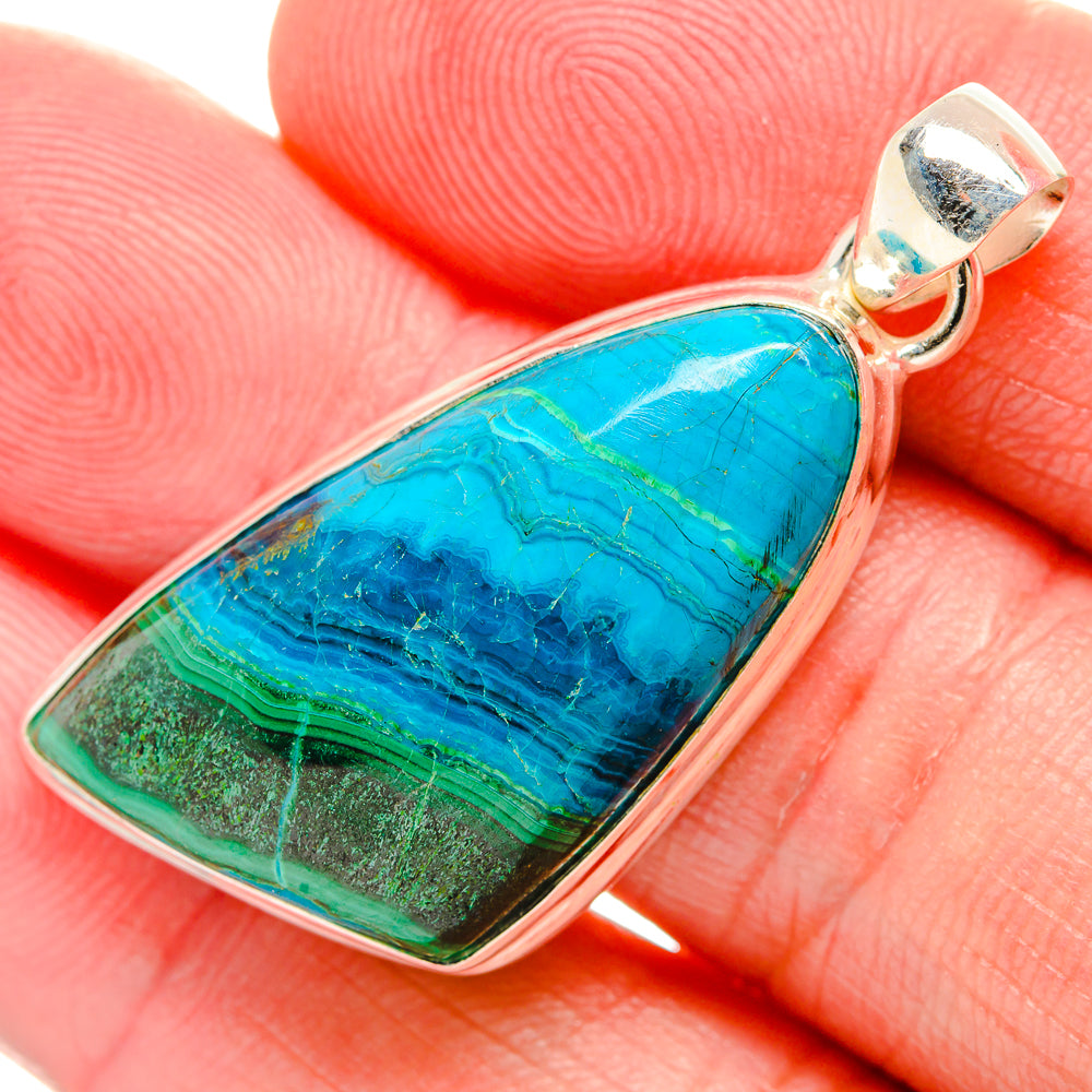 Malachite In Chrysocolla Pendants handcrafted by Ana Silver Co - PD33820