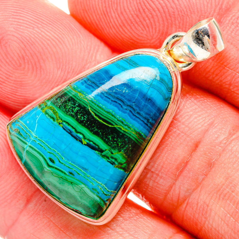 Malachite In Chrysocolla Pendants handcrafted by Ana Silver Co - PD33822