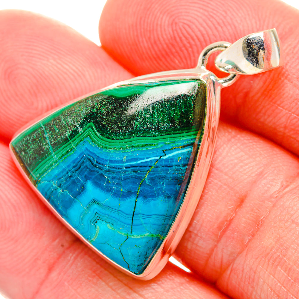 Malachite In Chrysocolla Pendants handcrafted by Ana Silver Co - PD33830