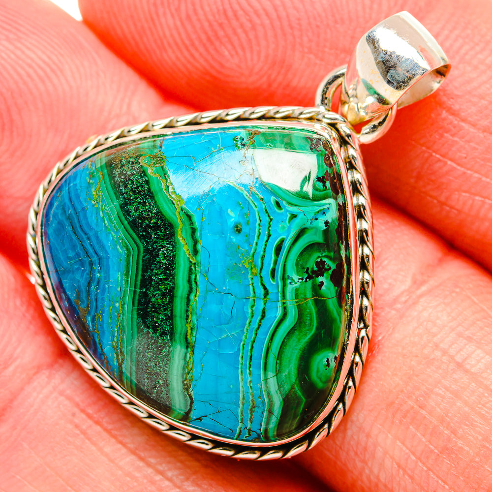 Malachite In Chrysocolla Pendants handcrafted by Ana Silver Co - PD33835