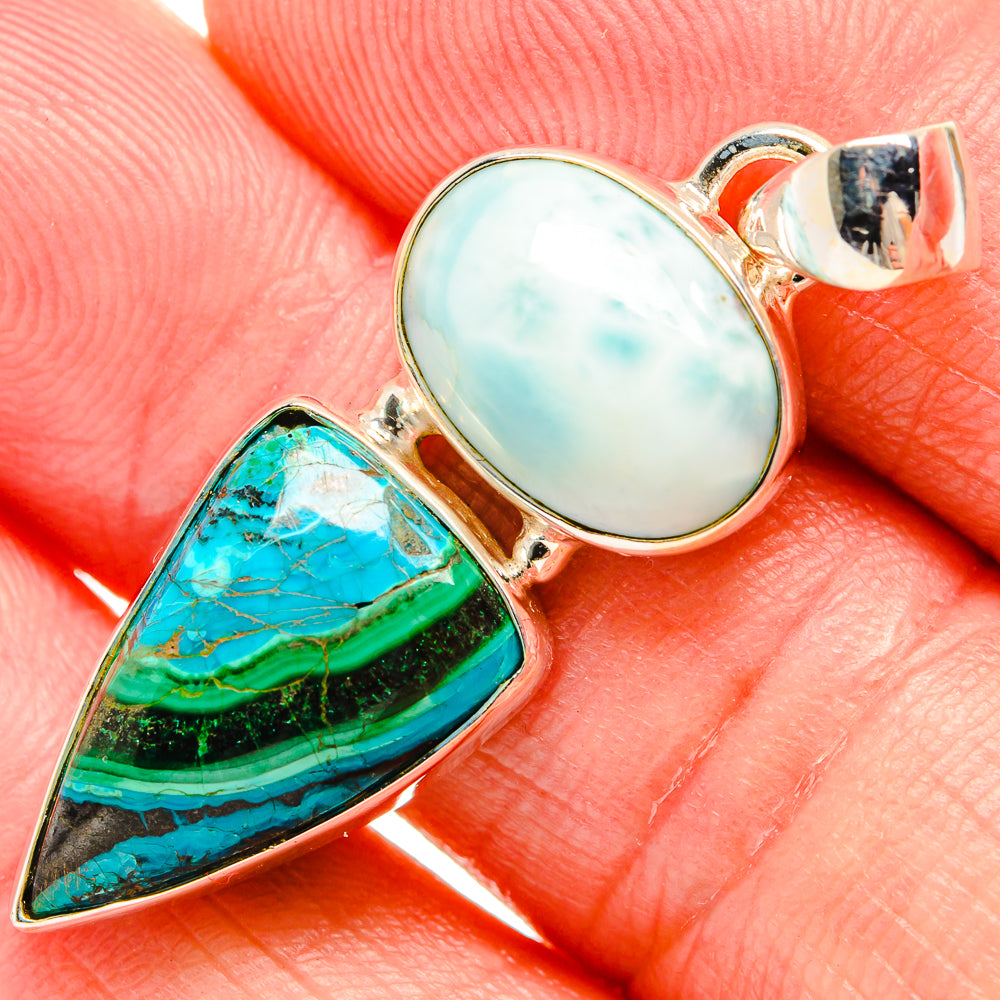 Malachite In Chrysocolla Pendants handcrafted by Ana Silver Co - PD33837