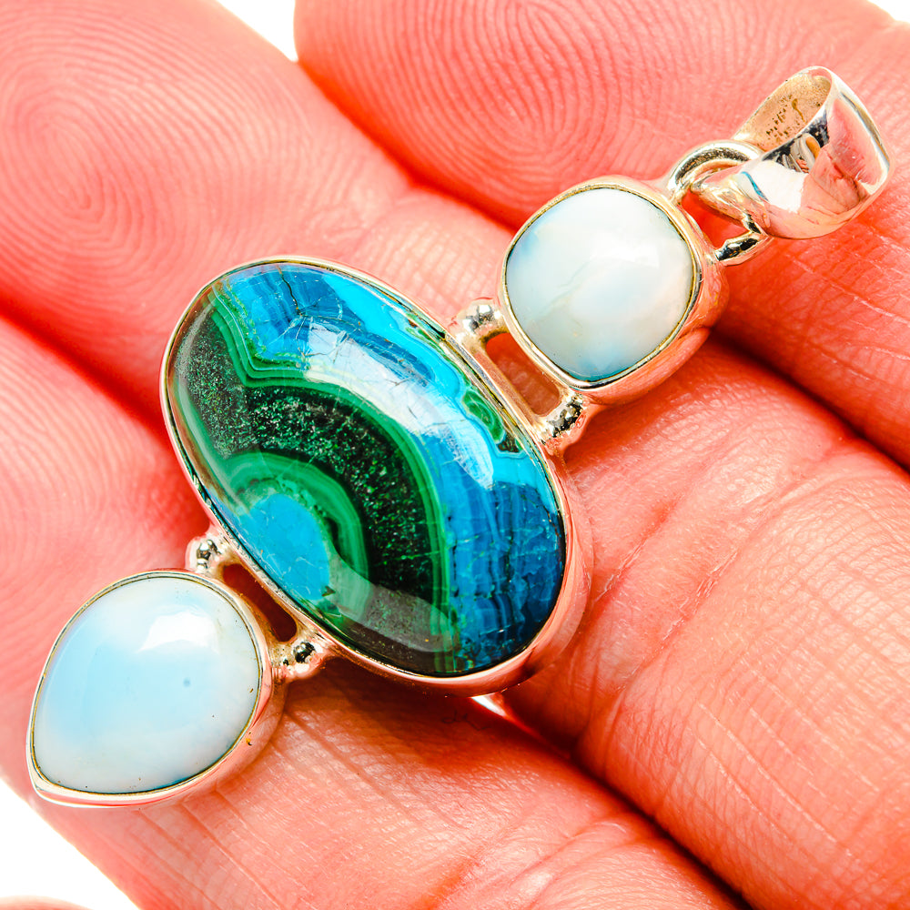 Malachite In Chrysocolla Pendants handcrafted by Ana Silver Co - PD33851