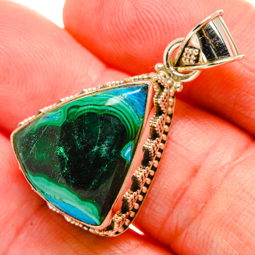 Malachite In Chrysocolla Pendants handcrafted by Ana Silver Co - PD33858