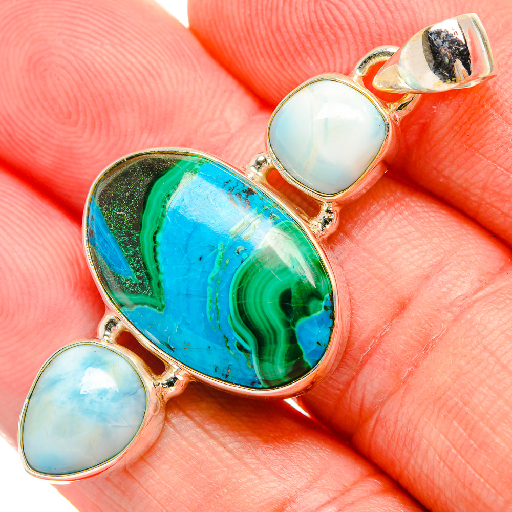 Malachite In Chrysocolla Pendants handcrafted by Ana Silver Co - PD33861
