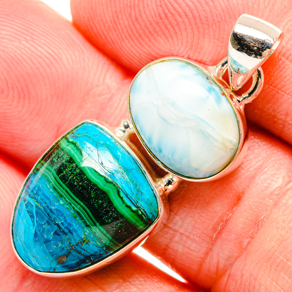 Malachite In Chrysocolla Pendants handcrafted by Ana Silver Co - PD33863