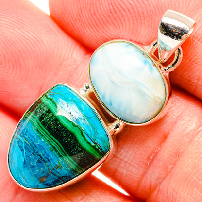 Malachite In Chrysocolla Pendants handcrafted by Ana Silver Co - PD33863