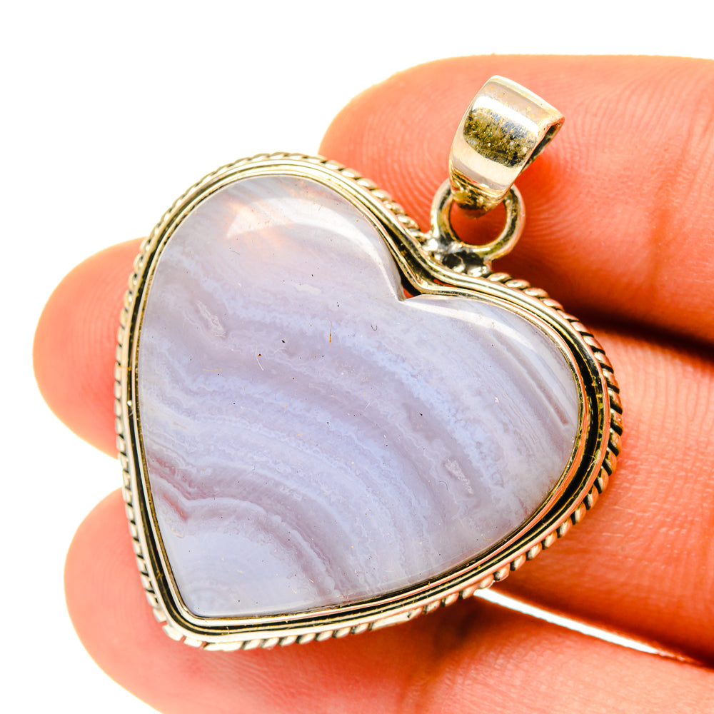 Blue Lace Agate Pendants handcrafted by Ana Silver Co - PD3391