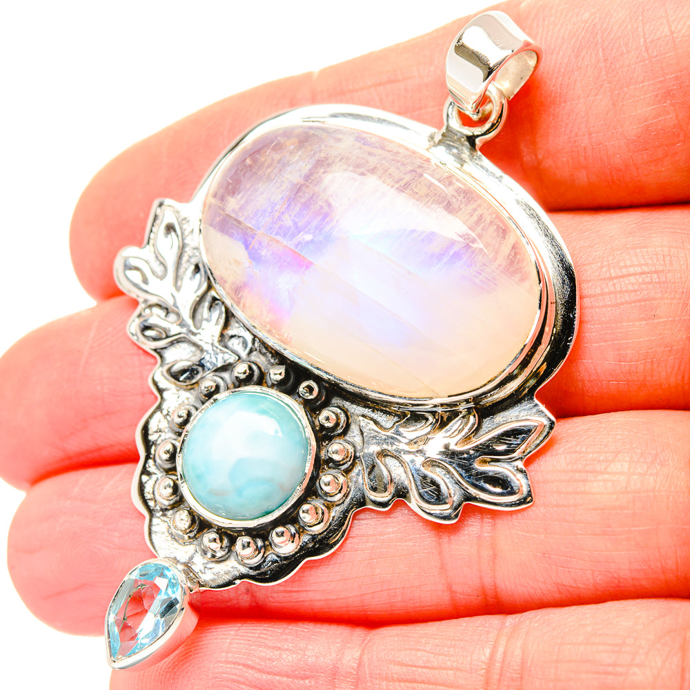Rainbow Moonstone Pendants handcrafted by Ana Silver Co - PD33950