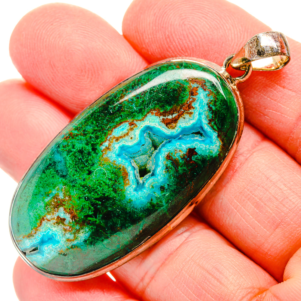 Malachite In Chrysocolla Pendants handcrafted by Ana Silver Co - PD33973