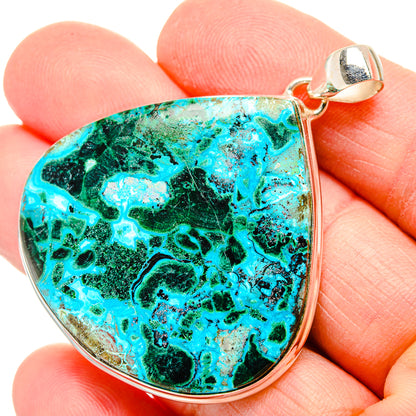Malachite In Chrysocolla Pendants handcrafted by Ana Silver Co - PD33976