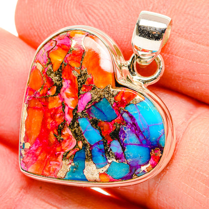 Kingman Pink Dahlia Turquoise Pendants handcrafted by Ana Silver Co - PD33982