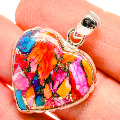 Kingman Pink Dahlia Turquoise Pendants handcrafted by Ana Silver Co - PD34015