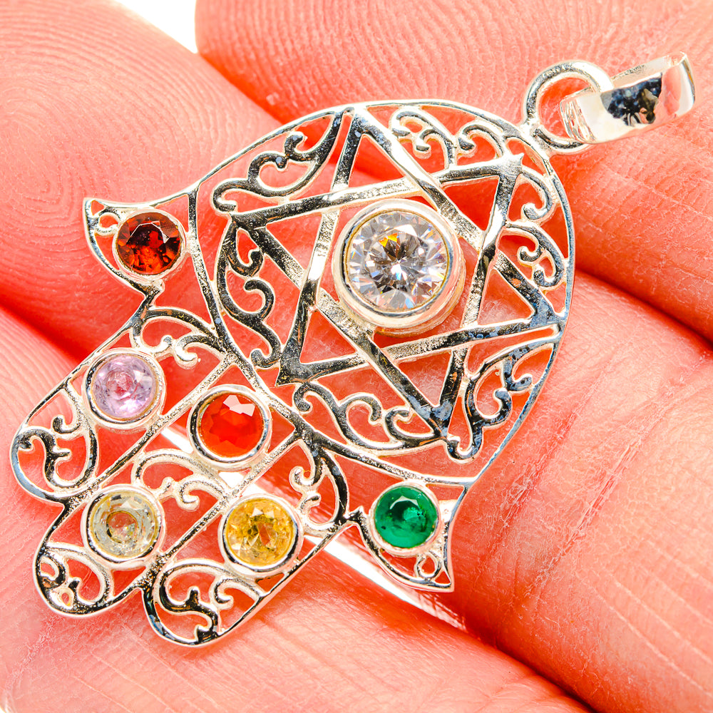Multi-Stone Hasma Pendants handcrafted by Ana Silver Co - PD34022