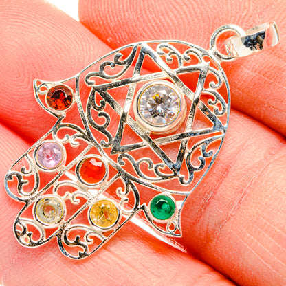 Multi-Stone Hasma Pendants handcrafted by Ana Silver Co - PD34022