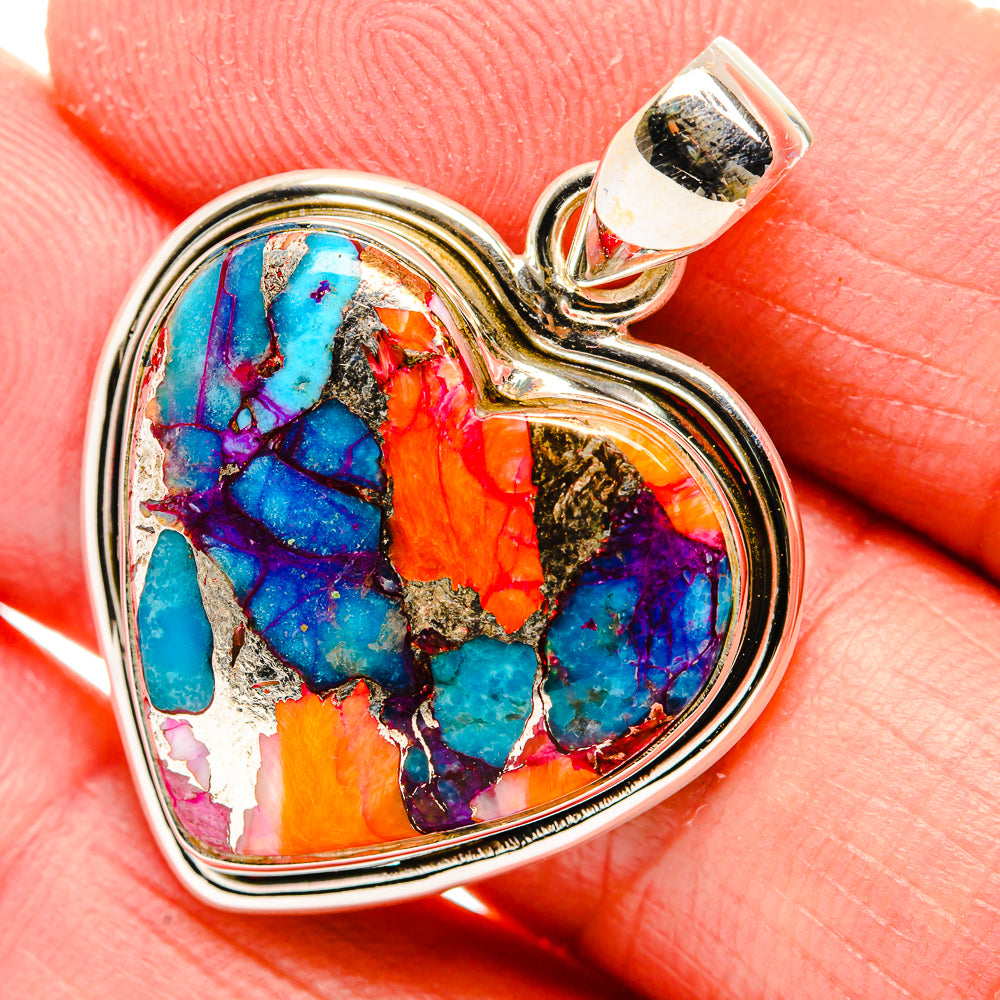 Kingman Pink Dahlia Turquoise Pendants handcrafted by Ana Silver Co - PD34032