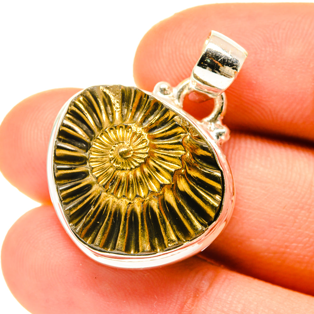 Pyrite Fossil Pendants handcrafted by Ana Silver Co - PD3404