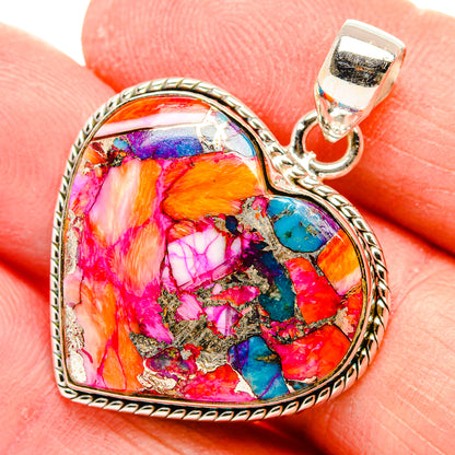 Kingman Pink Dahlia Turquoise Pendants handcrafted by Ana Silver Co - PD34045