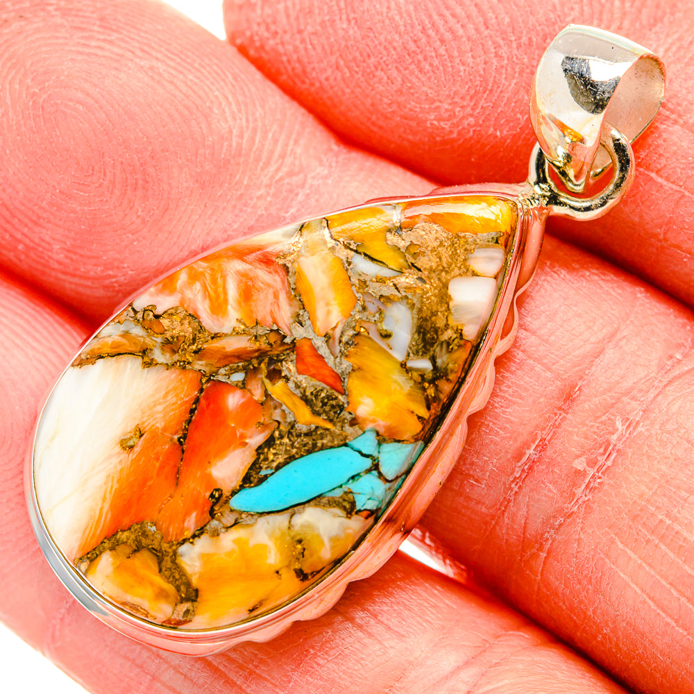 Spiny Oyster Turquoise Pendants handcrafted by Ana Silver Co - PD34054