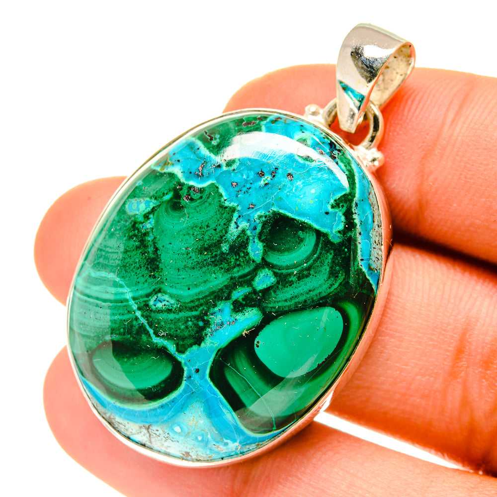 Malachite In Chrysocolla Pendants handcrafted by Ana Silver Co - PD3407