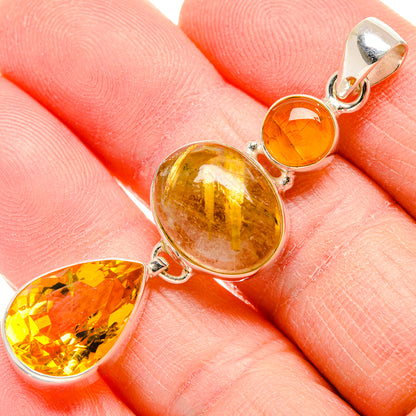 Rutilated Quartz Pendants handcrafted by Ana Silver Co - PD34117
