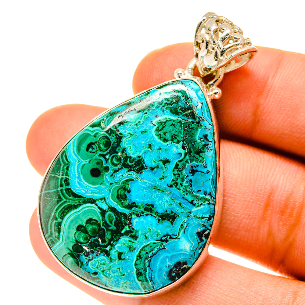 Malachite In Chrysocolla Pendants handcrafted by Ana Silver Co - PD3413