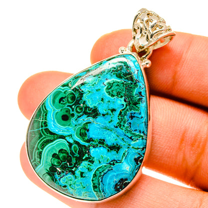 Malachite In Chrysocolla Pendants handcrafted by Ana Silver Co - PD3413