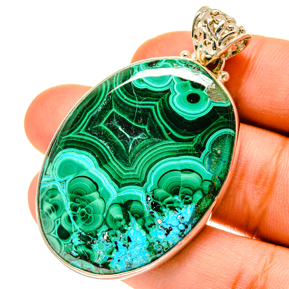 Malachite In Chrysocolla Pendants handcrafted by Ana Silver Co - PD3414