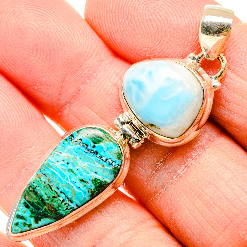 Malachite In Chrysocolla Pendants handcrafted by Ana Silver Co - PD34183