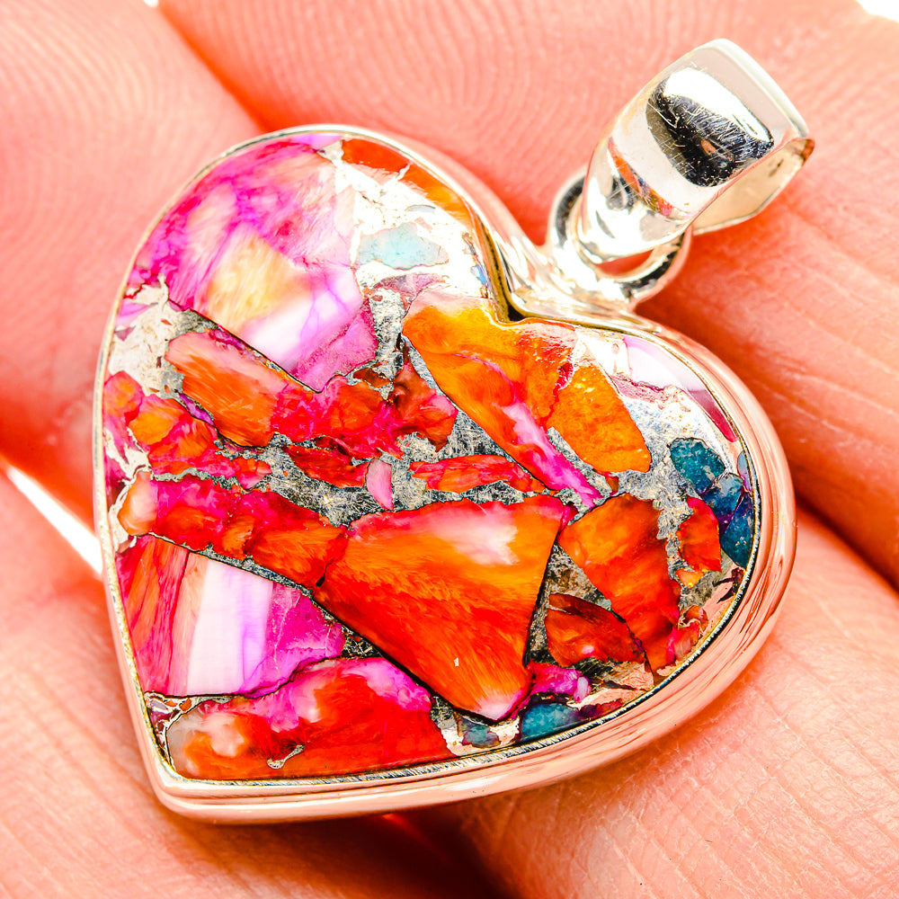 Kingman Pink Dahlia Turquoise Pendants handcrafted by Ana Silver Co - PD34185
