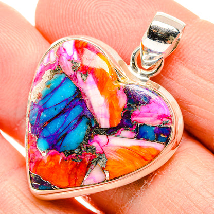 Kingman Pink Dahlia Turquoise Pendants handcrafted by Ana Silver Co - PD34186