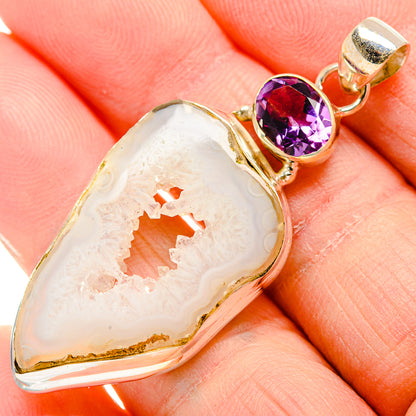 White Geode Slice Pendants handcrafted by Ana Silver Co - PD34188