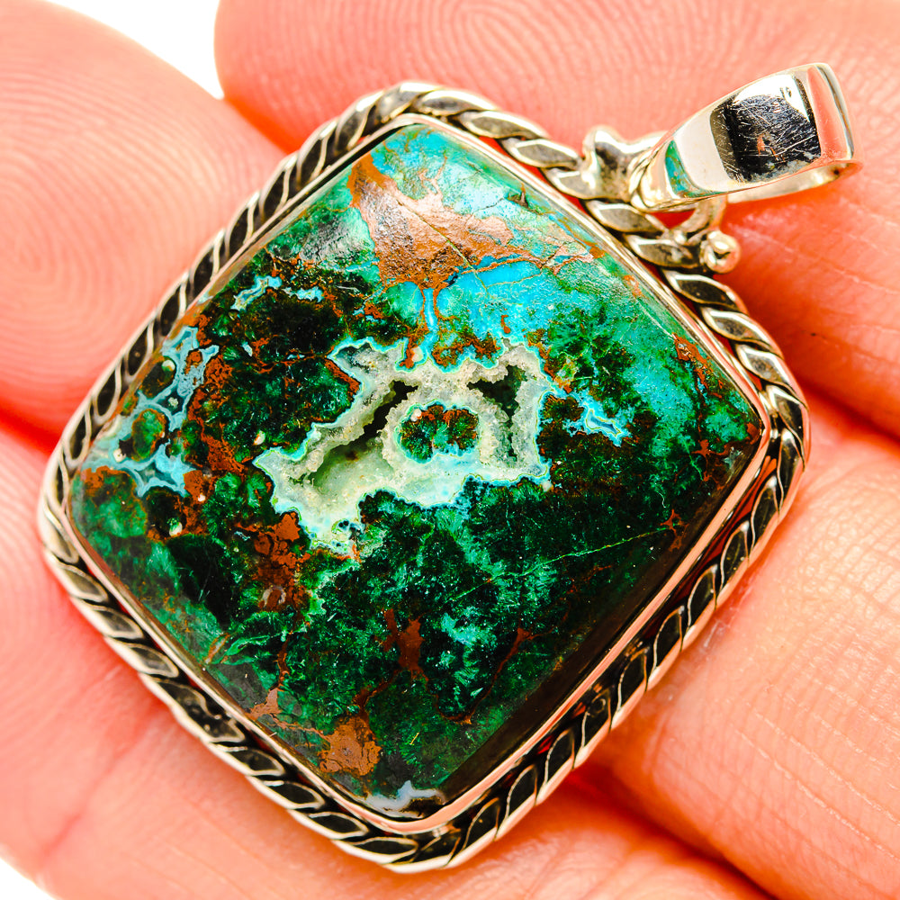 Malachite In Chrysocolla Pendants handcrafted by Ana Silver Co - PD34224