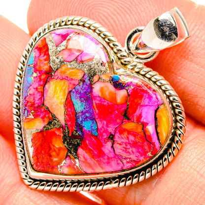Kingman Pink Dahlia Turquoise Pendants handcrafted by Ana Silver Co - PD34225