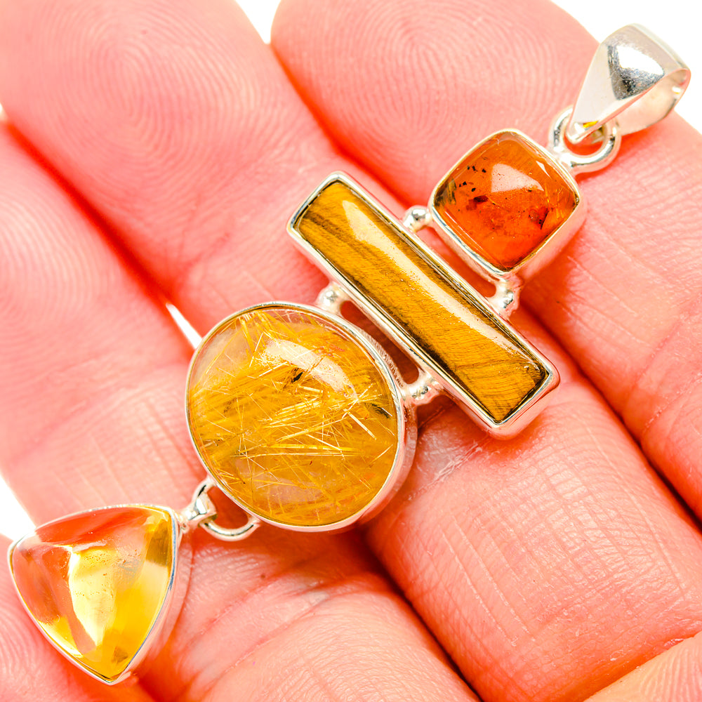 Rutilated Quartz Pendants handcrafted by Ana Silver Co - PD34240