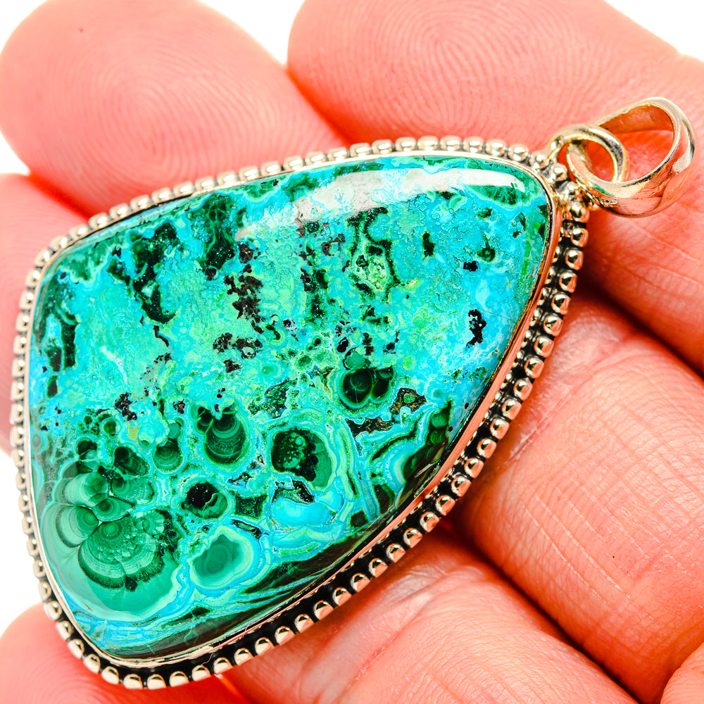 Malachite In Chrysocolla Pendants handcrafted by Ana Silver Co - PD34308