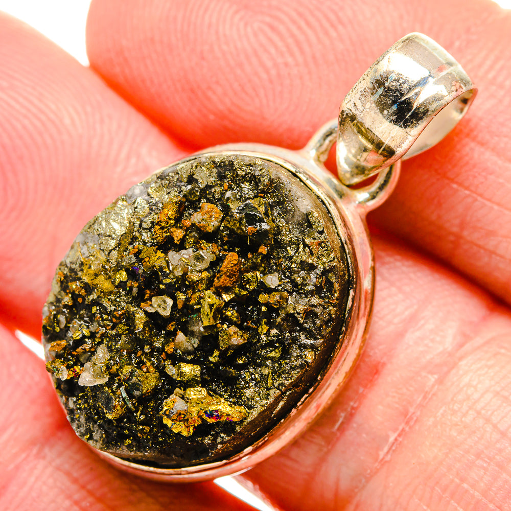 Spectro Pyrite Druzy Pendants handcrafted by Ana Silver Co - PD34318